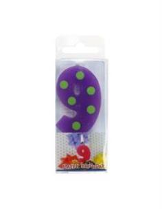 Opakowanie Świeczka cyferka piker w grochy 9