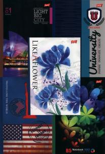 Opakowanie Brulion B5 w kratkę 160 kartek 5 sztuk mix