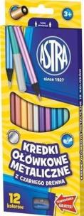 Opakowanie Kredki ołówkowe metaliczne czarne 12 kolorów ASTRA