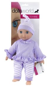 Opakowanie Lalka bobas Molly z miękkiego materiału 25 cm fiolet