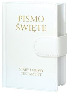 Okładka książki Pismo Święte ST i NT małe białe z zapięciem