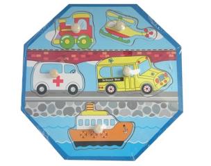 Opakowanie Puzzle drewniane układanka z uchwytami Pojazdy