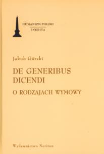 Okładka książki De generibus dicendi