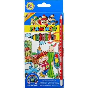 Opakowanie Kredki Flamingo Trójkątne JUNIOR - 12 kolorów