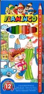 Opakowanie Kredki ołówkowe Flamingo 12 kol. sześciokątne