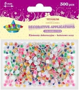 Opakowanie OZDOBA OCZY 5MM 300 KOLOROWE BPZ-TITANUM