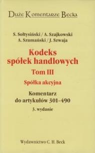 Okładka książki Kodeks spółek handlowych tom 3 Spółka akcyjna