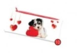 Opakowanie Piórnik z nadrukiem na suwak Pies serduszka