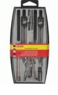 Opakowanie Cyrkiel szkolny zestaw 9 częściowy czarny