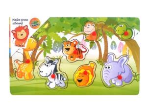Opakowanie Drewniana układanka z pinezkami Dżungla