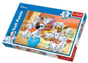 Okładka książki Puzzle 24 maxi 101 Dalmatyńczyków Kłębuszek TREFL