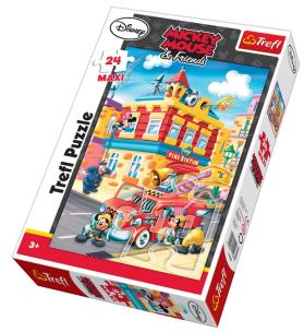 Okładka książki Puzzle 24 maxi Myszka Miki Straż pożarna