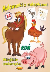 Okładka książki Wiejskie zwierzęta (KOŃ). Malowanki z naklejkami.