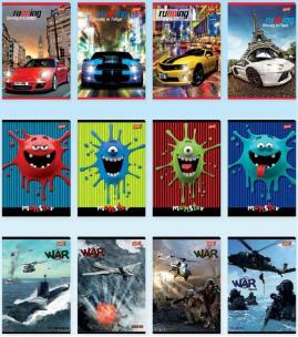 Opakowanie Zeszyt A5/32K linia podwójna MIX chłopięcy (15szt)