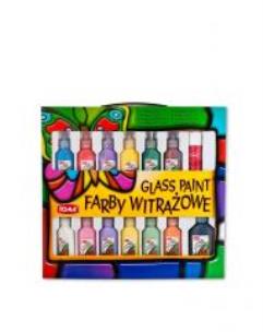 Opakowanie Farby witrażowe 12x22ml 1x62ml TOMA