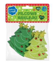 Opakowanie Filcowe naklejki choinki 12 szt