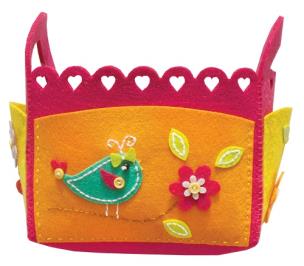 Opakowanie Filcowe robótki - Organizer różowy z ptaszkiem