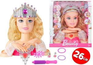 Opakowanie Głowa Lalki do Stylizacji z Koroną + Akcesoria