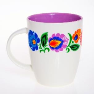 Opakowanie Kubek folk design z ludowym wiankiem - fioletowy