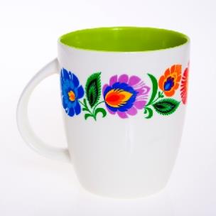 Opakowanie Kubek folk design z ludowym wiankiem - zielony