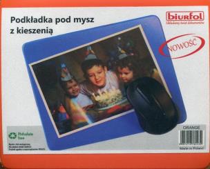 Opakowanie Podkładka pod mysz z kieszenią pomarańczowa