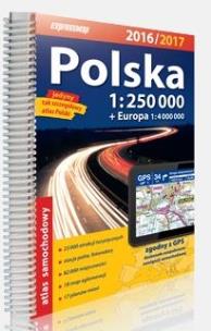 Okładka książki Polska. Atlas samochodowy 1:250 000 + Europa (2016/2017)