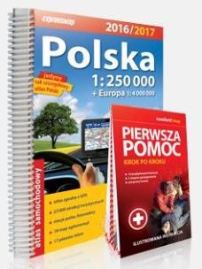 Okładka książki Polska. Atlas samochodowy 1:250 000 + pierwsza pomoc (2016/2