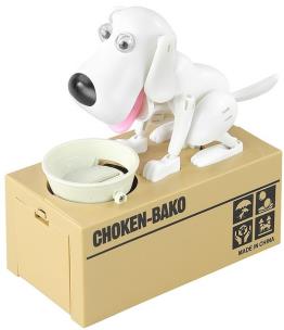 Opakowanie Skarbonka pies zlizuje monety  biały