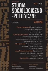 Opakowanie Studia Socjologiczno-Polityczne 1(3)/2015