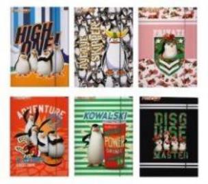 Opakowanie Teczka z gumką A4+ LUX UV Pingwiny Movie (10szt)