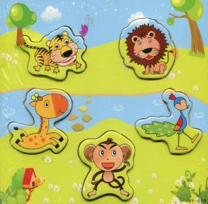 Opakowanie Układanka drewniana zwierzęta 5 elementów