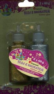 Opakowanie Klej z brokatem 2x60g złoty/srebrny