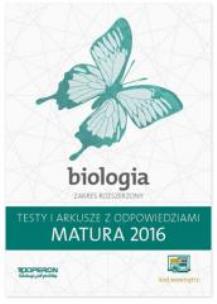 Okładka książki Matura 2016 Biologia. Testy i Arkusze ZR OPERON