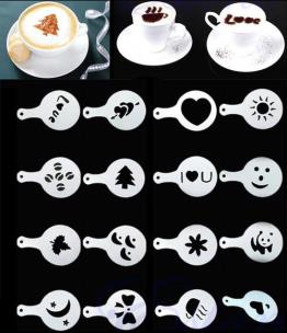 Opakowanie Szablony Wzorniki do dekoracji kawy 16 sztuk