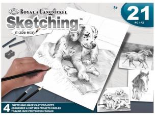 Opakowanie Szkicowanie jest łatwe 4 zestawy Psy i konie