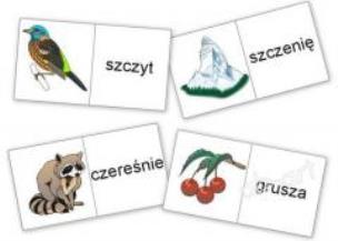 Opakowanie Domino logopedyczne wyrazowo - obraz. SZ, CZ, SZCZ