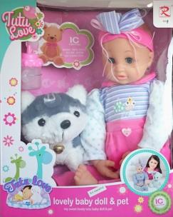 Opakowanie Duża miękka lalka bobas z psem