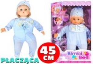 Opakowanie Lalka Bobas w czapce niebieskie śpioszki płacze