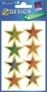 Opakowanie Naklejki Świąteczne - Kolorowe Gwiazdy