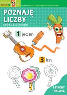 Okładka książki Poznaję liczby. Koloruję, piszę i naklejam. Marchewkowe zadania 3-6 lat