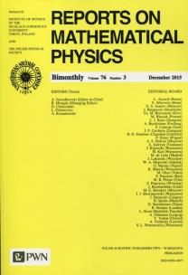 Opakowanie Reports on Mathematical Physics 76/3 2015 Kraj