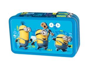 Opakowanie Piórnik podwójny z wyposażeniem Minionki niebieski