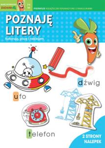 Okładka książki Poznaję litery. Koloruję, piszę i naklejam. Marchewkowe zadania 3-6 lat