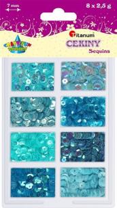 Opakowanie Cekiny 3g x 8 kolorów niebieskie
