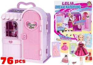 Opakowanie Duża Garderoba Szafa Dla Lalki 76Pcs + Lalka