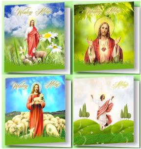 Opakowanie Karnet Wielkanocny (10szt.) kwadrat religia MIX