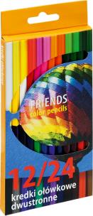 Okładka książki Kredki dwustronne.12 sztuk 24 kolory. Nieostrzone