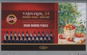 Opakowanie Kredki Triocolor trójboczne 24 kolory metalowa kasetka