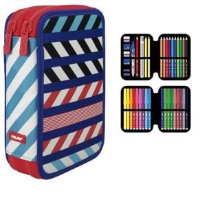 Opakowanie Piórnik Milan 2-poziomowy z wyposażeniem Anchor Club wzorki niebieski