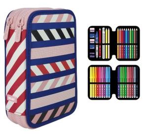 Opakowanie Piórnik Milan 2-poziomowy z wyposażeniem Anchor Club wzorki różowy